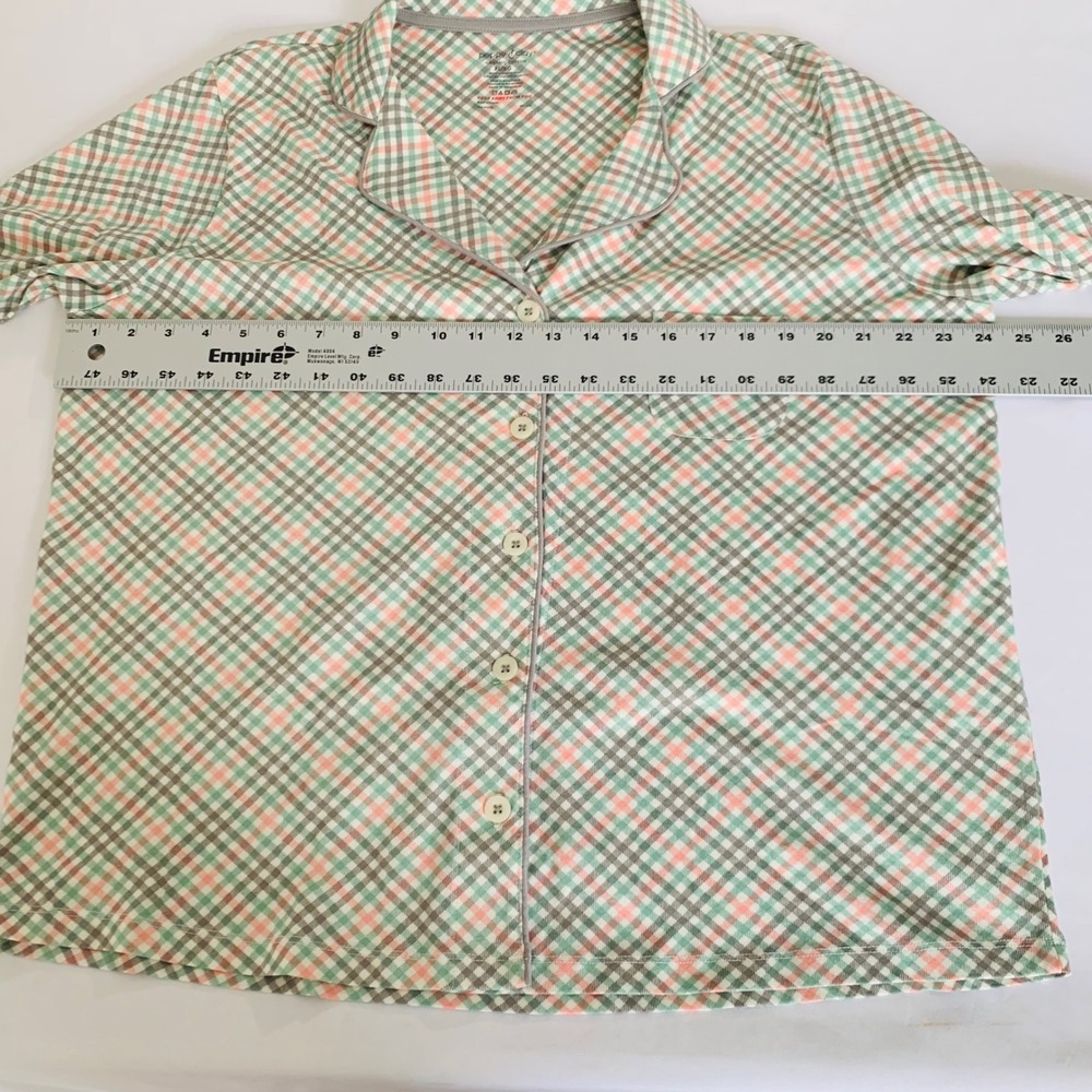 Poppy & Clay Pajama Set Women XL Green Plaid Organic Cotton Coastal Quiet Luxury - Picture 9 of 13
